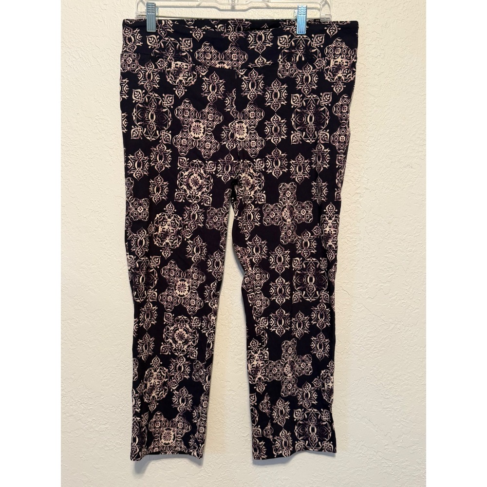 Jules & Leopold Purple Damask Medallion Print Pull On Pants Large Made in Canada
